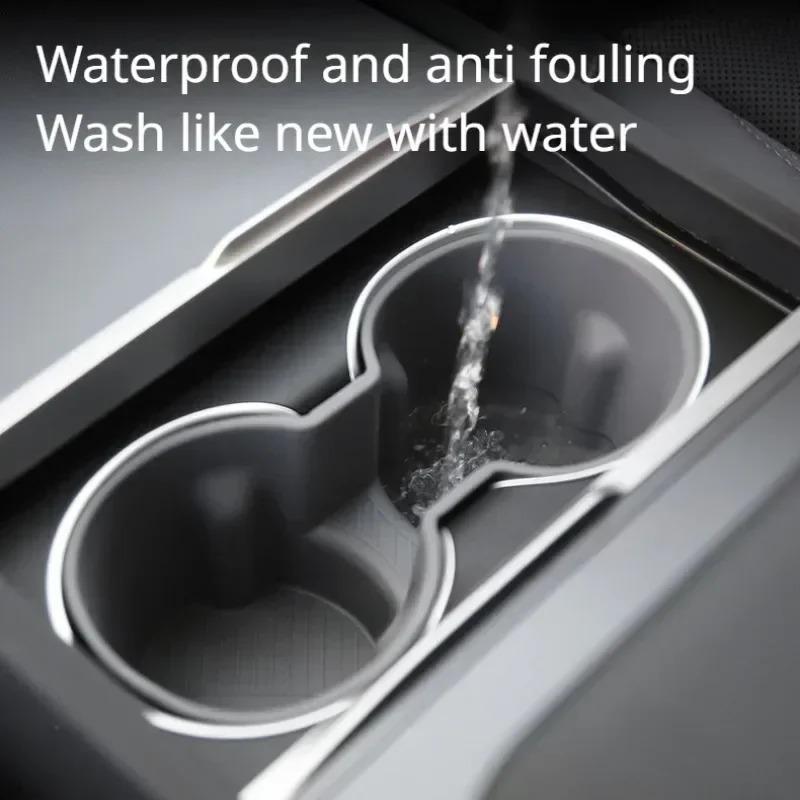 For Tesla New Model 3+ Highland 2024 2025 Water Cup Holder Central Control Cup Slot Silicone Cup Holder Limiter Car Accessories