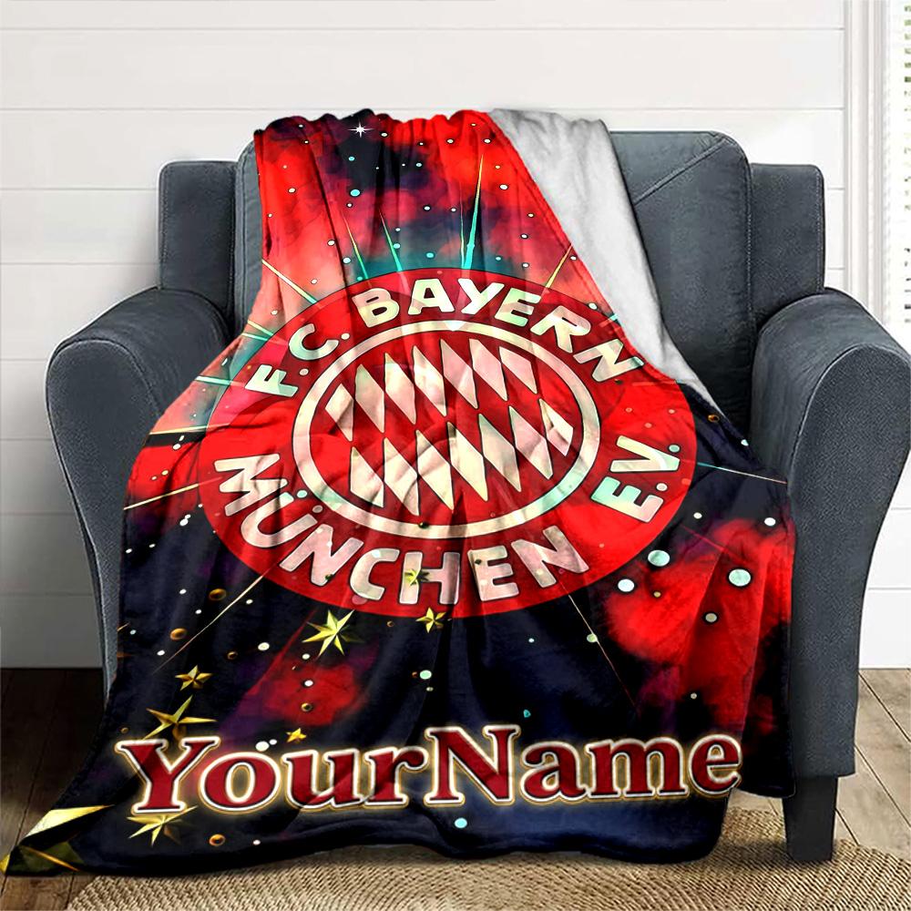Bayern Munich Personalized Text Blanket Lightweight Personalized Blanket Soft & Cozy Perfect for Nap Home Decor Couch Bed Four Seasons Universal