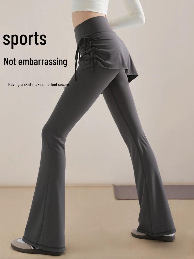 Fleece-Lined High-Waisted Micro-Flare Yoga Pants with Skirt Overlay, 2025 Autumn/Winter Collection