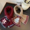 Autumn/Winter New Fair Isle Christmas Snowflake Scarf for Women, Warm Knitted Wool Korean Style Versatile Cross Neck Warmer