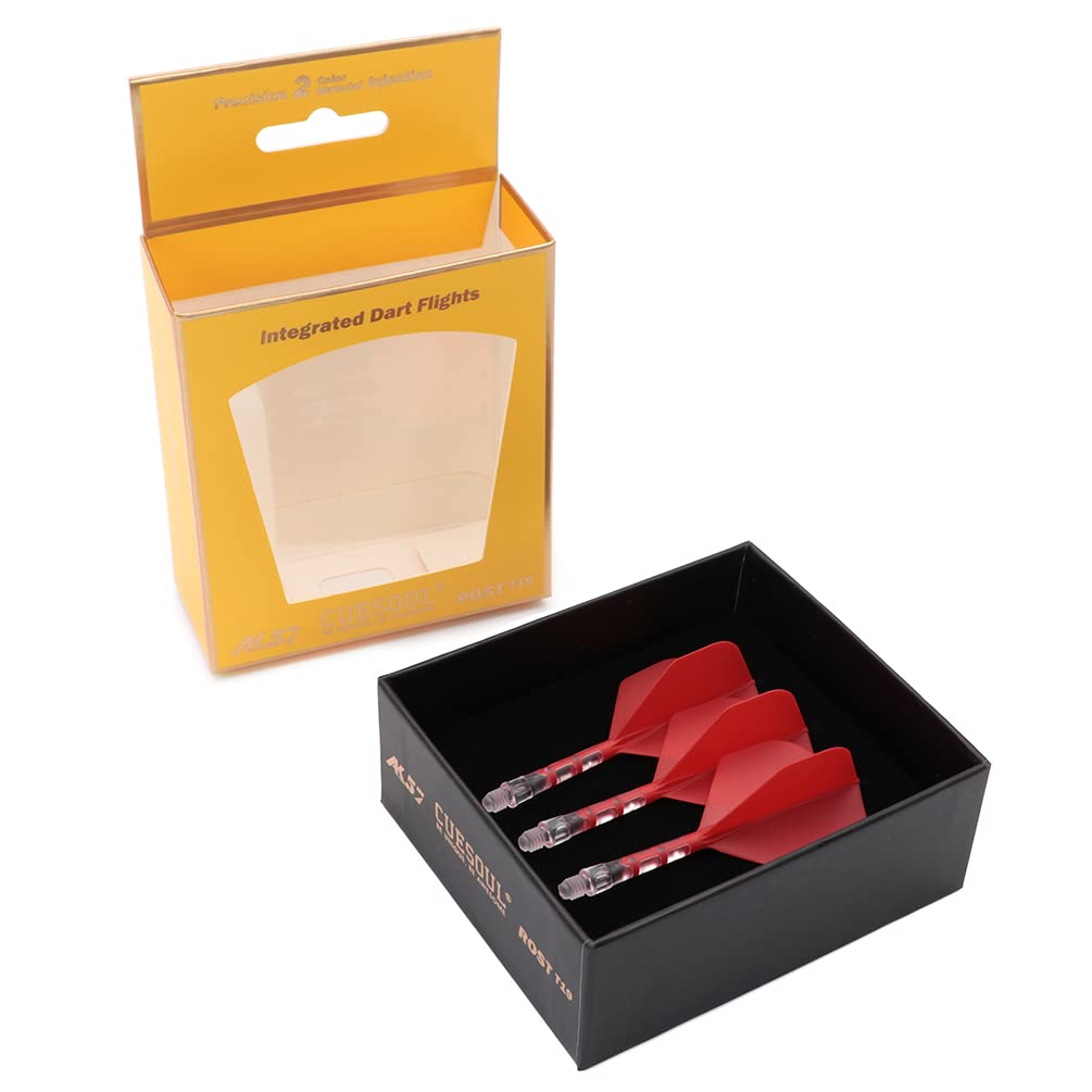 Cuesoul ROST T19 Shaft Integrated Big Standard Red Clear Medium Size Two-Tone Dual-Material Flights, Shape, 3-Club Set, Flights, Shafts, (CS-AK57DB2M)