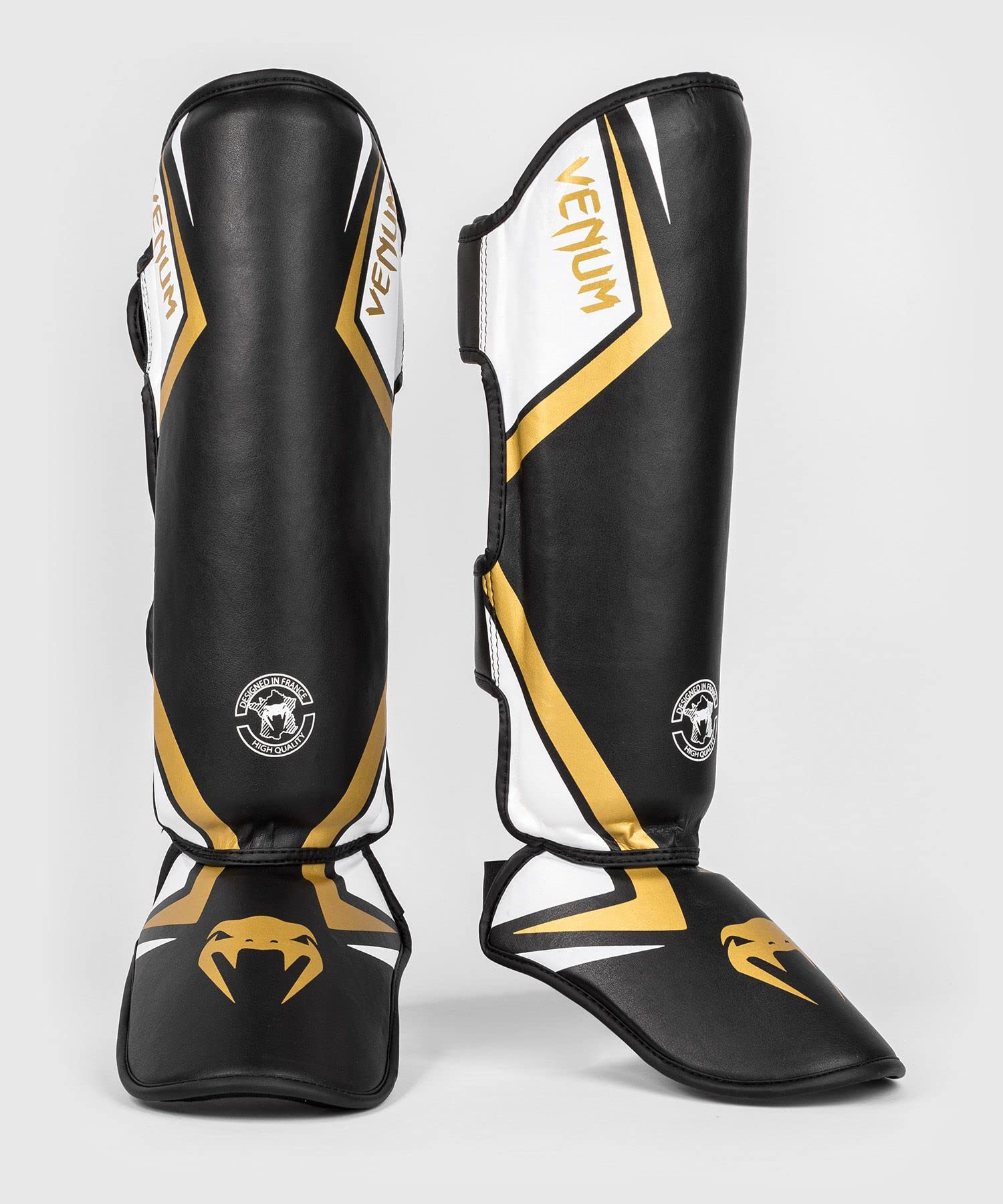 

Venum Contender Shin Guards in 2.0 Black/White/Gold