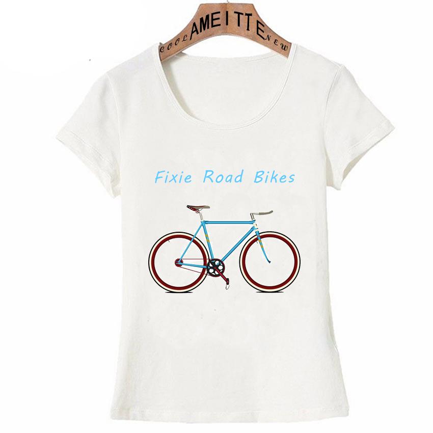 Summer Fashion Women Short Sleeve Colorful Bicycles Slim Fit T Shirt Funny Harajuku Bikes Lovers Casual