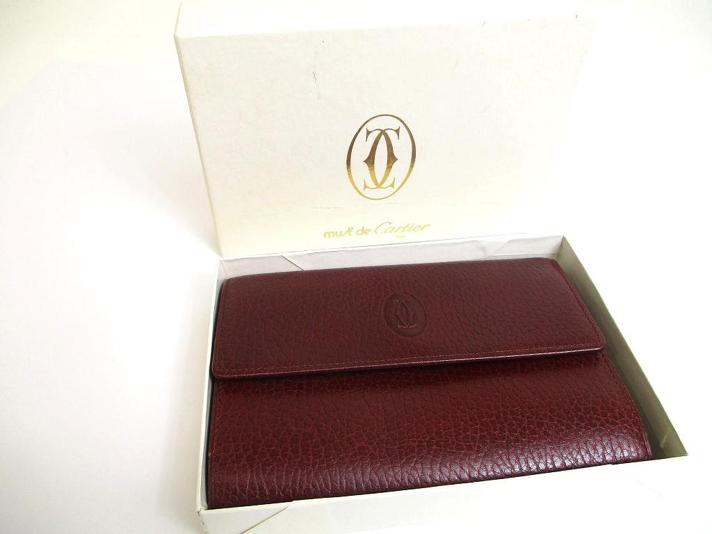 Authentic Cartier Must De Cartier Bordeaux Leather Trifold Wallet #a601  Refurbished
