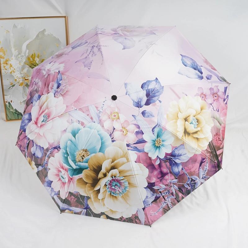 

Двухслойный солнцезащитный зонт в стиле ретро с утолщенным черным клеем для женской защиты от солнца, усиление защиты от ультрафиолета, солнцезащитный зонт двойного назначения с ручным управлением