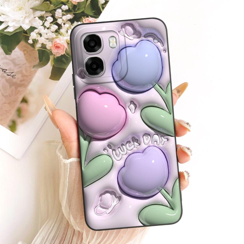 For Oppo A6x 4G CPH2819 5G CPH2783 Phone Case For Oppo A6x Cover Cute Kawaii Luxury Fashion Flowers Cool Painted Silicone Casing
