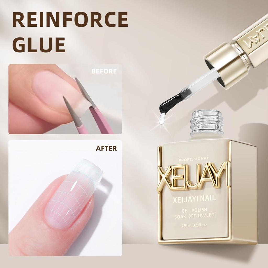 HEMA-Free Strengthening Nail Gel: Long-Lasting, High-Transparency, Self-Leveling, Super Strong Gel Polish.