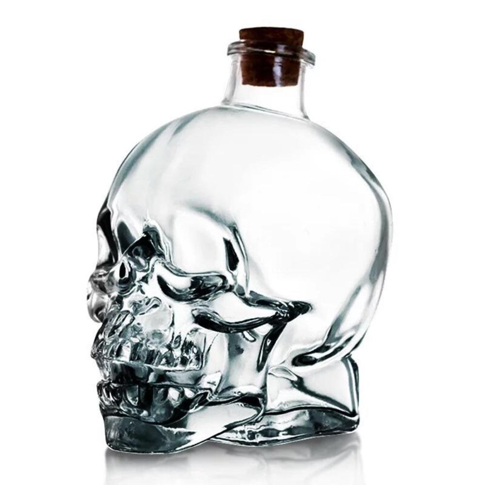 100-750ML Skull Head Cup with Wooden Cork Water Bottle Skull Head Wine Bottle  Halloween Gift