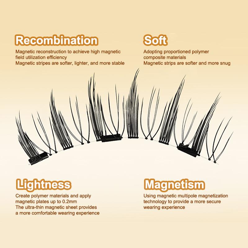 Magnetic Eyelashes Set 1 Pair Reusable No Glue Needed False Eyelashes With Magnetic Tweezers Curly Faux Lashes Makeup Tool