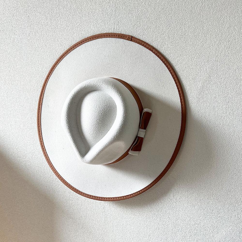 Elegant Fascinator Bow Tie Fedora Hat for Women 9.5cm Wide Brim Men Wool Church Jazz Hats Wedding Party Dress Cap