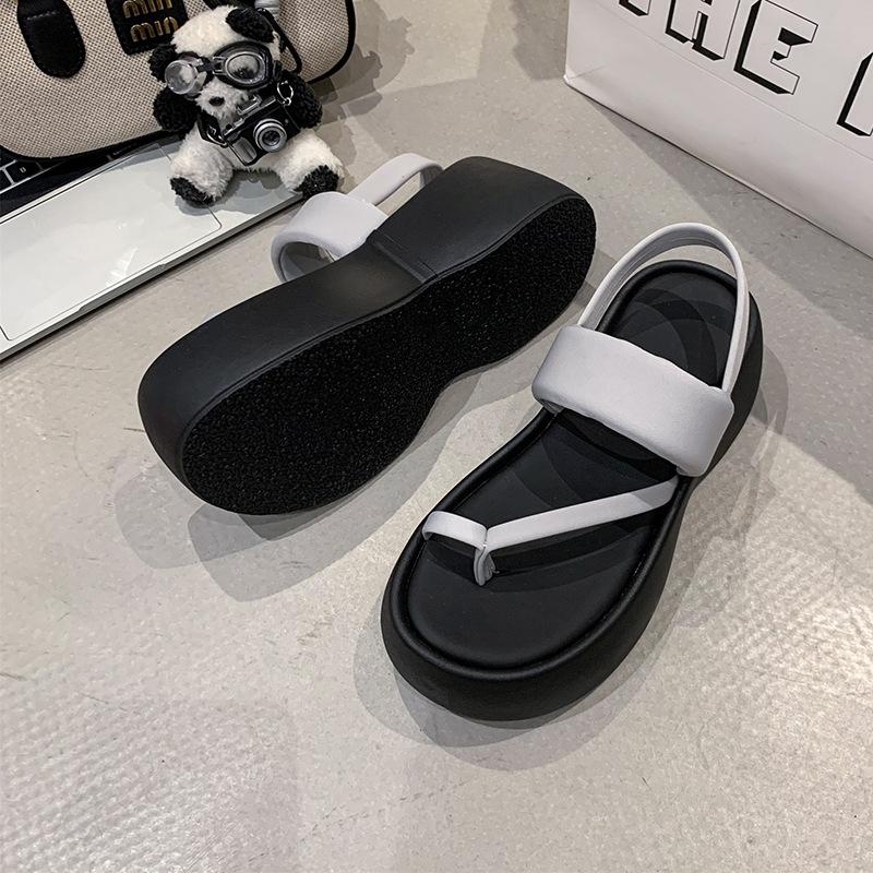 

Маленькие сандалии-маффины женские 2025 лето новые танкетка уличные шлепанцы повседневные отпуск платформа сандалии с открытым носком 40 серый