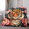 1pc Tiger Crown Floral Soft & Warm Polyester Knit Blanket, Digital Printed, All-Season Throw for Napping, Traveling, Sofa Yy250906046