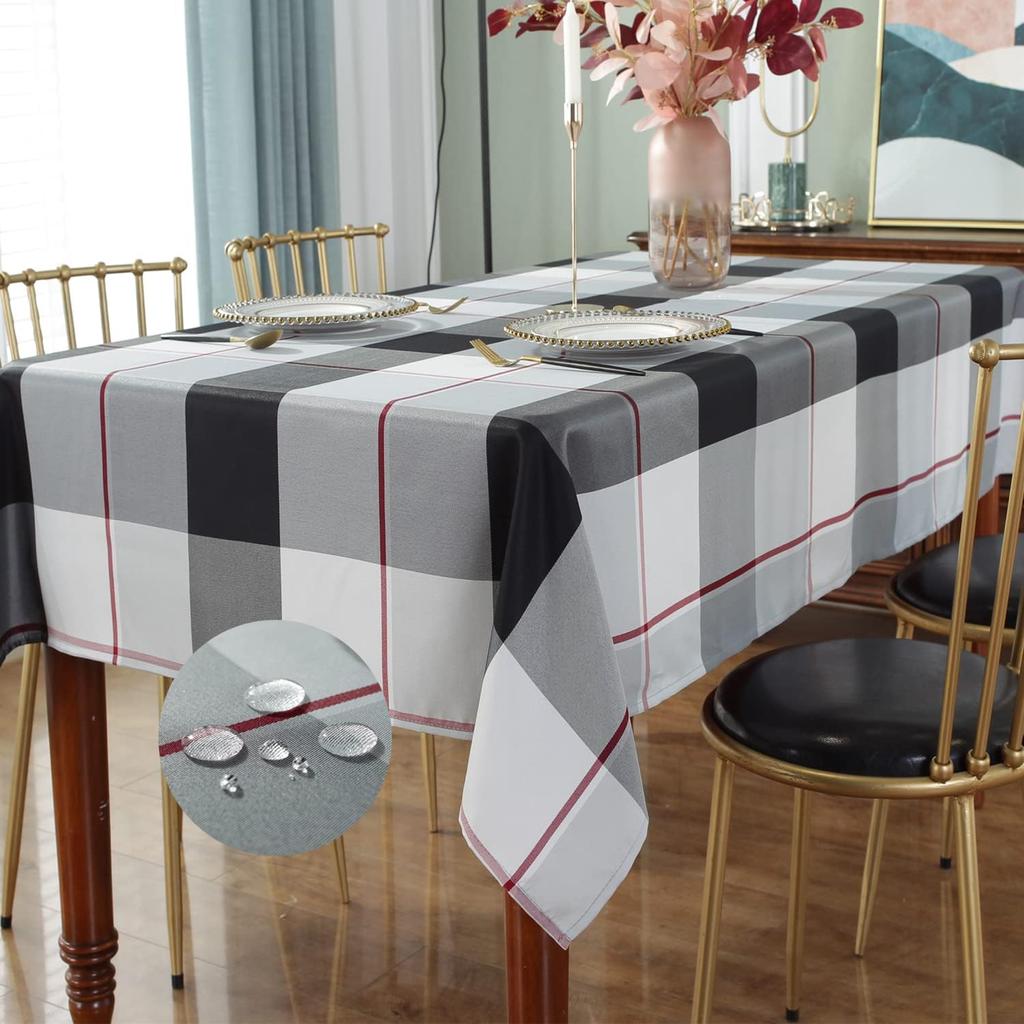 Rectangle Checkered Tablecloths Waterproof Farmhouse Indoor Outdoor Picnic Table Cover Holiday Party Kitchen Dining Table Decor