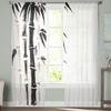Pintura a Tinta Bambú Blanco y Negro Tratamiento de Ventana de Tul Cortinas Semitransparentes para Sala de Estar Cortinas para Dormitorio Decoración