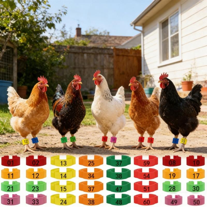 100 Pezzi Forti Marcatori in Plastica per Zampe per Polli e Anatre in 5 Colori Diversi