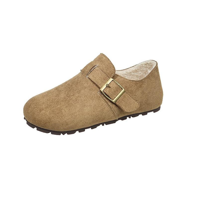 Ретро круглый носок бархатные женские зимние новые туфли-лодочки на плоской подошве хлопковые женские 35