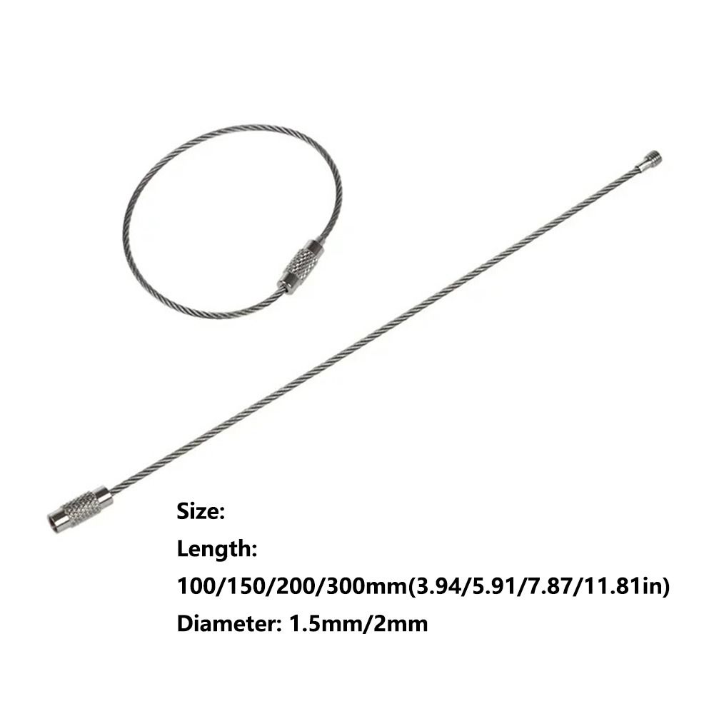 10 Pcs Stainless Steel Keychain Rope Sturdy with Screw Lock Steel Wire Keychain Durable Simple Wire Lock