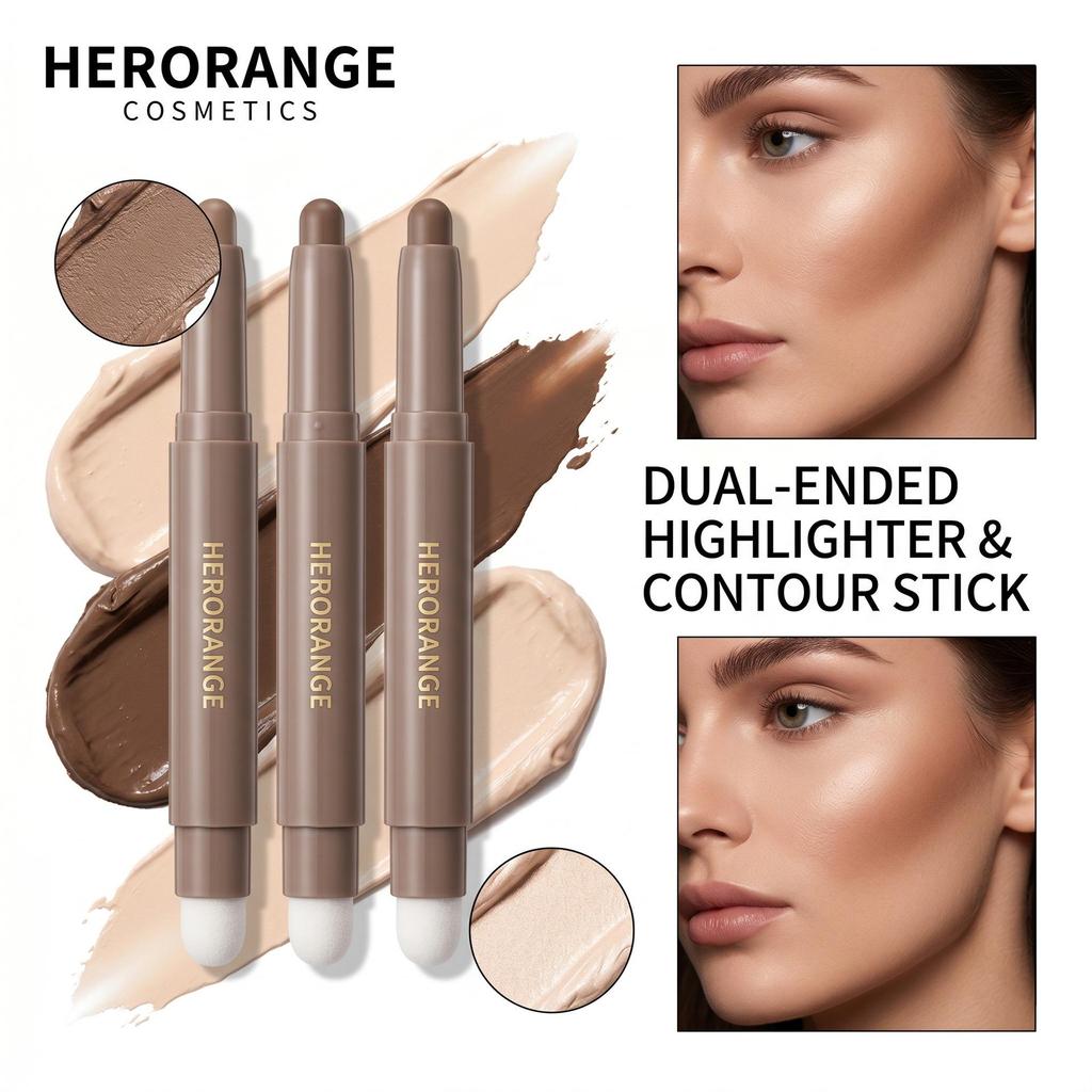 Smooth Texture Double-Ended Contour Pen: Waterproof, Easy To Blend, 3D Shadow and Highlight Stick