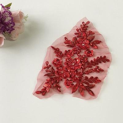 Hanfu Decoration Accessories Diy Cloth Stickers Lace Flower Mesh Embroidered Beads Three-Dimensional Patch Wedding Dress