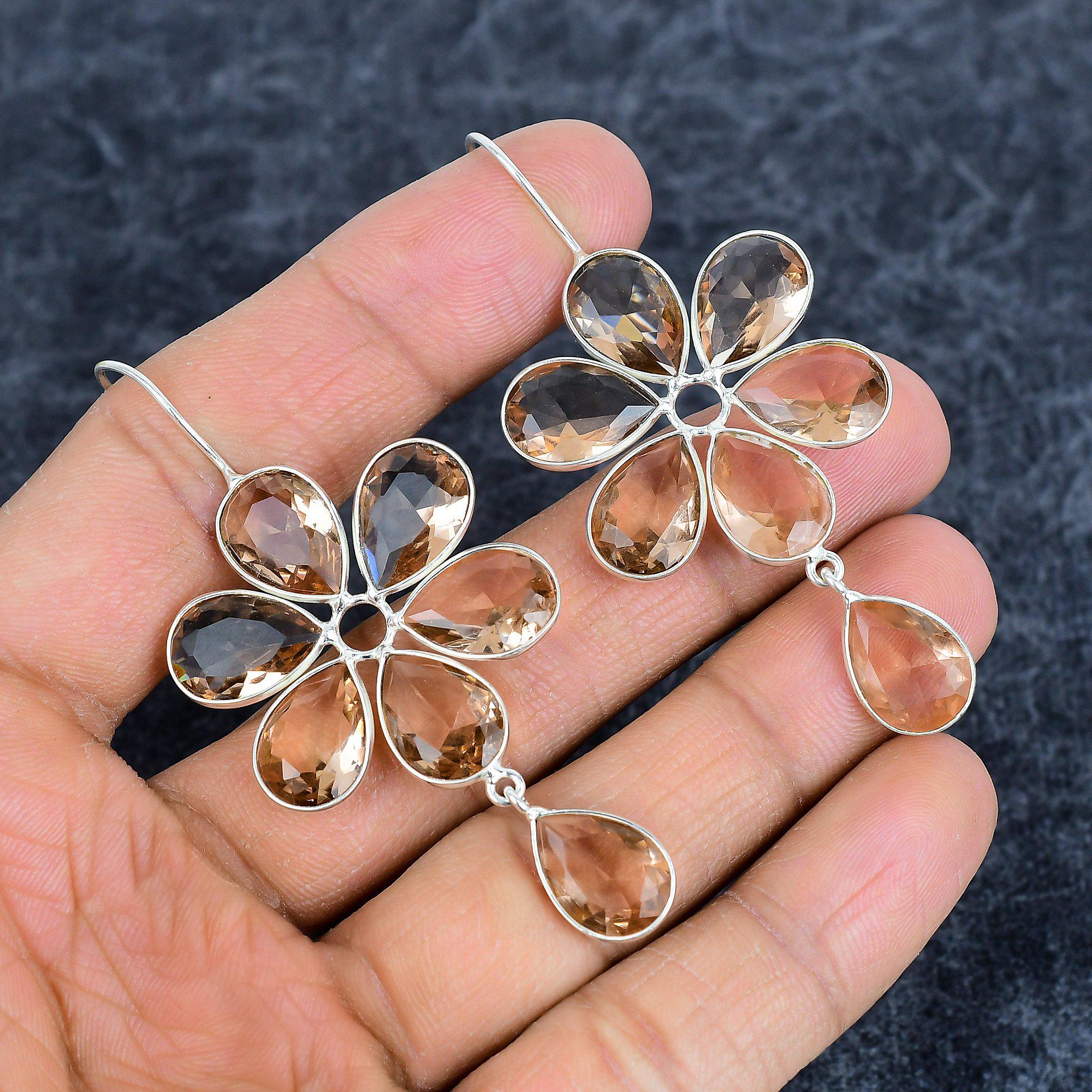 

Morganite Gemstone Handmade 925Sterling Silver Jewelry Earring 2.76 M-3119