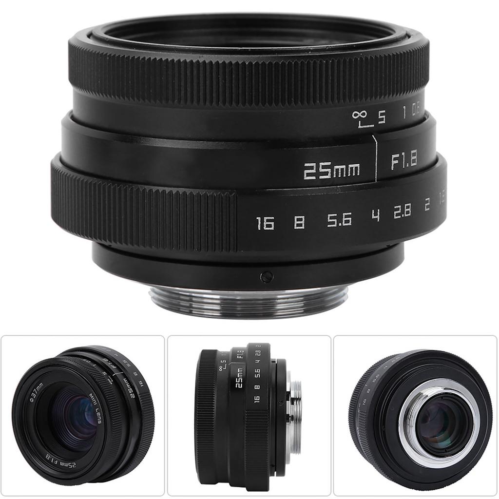 25mm F1.8 Mini CCTV C Mount Wide Angle Lens for Nikon Mirrorless Camera (black)