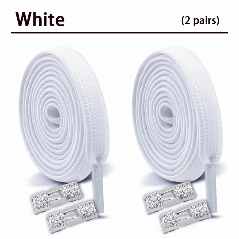 2 Pair Diamond Lock Shoelaces Without Ties Elastic Laces Sneakers No Tie Shoe Laces Kids Adult Wide Shoelace Shoe Accessories