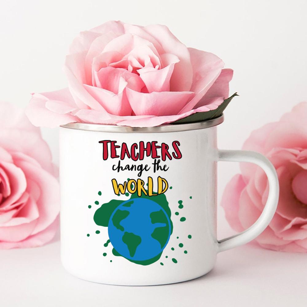 Camping Mug Coffee Teacher Change The World Print Mugs Personalized Gift Original Breakfast Cups to Sublimate Stainless Cup Beer