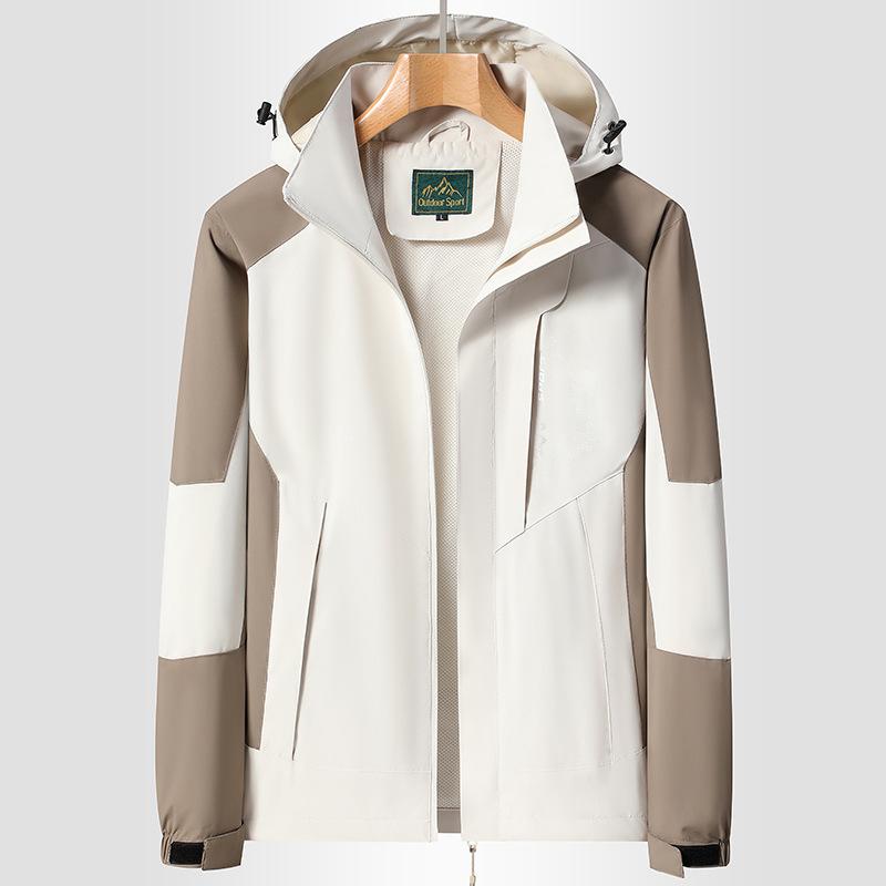 Giacca da Trekking Impermeabile Uomo Abbigliamento Outdoor Antivento Camping Traspirante con Cappuccio Alpinismo Sport Cappotti