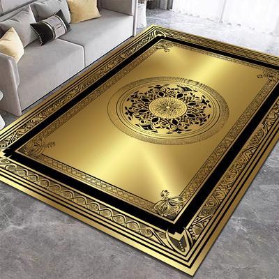 European Luxury Style RUG FOR LIVE ROOM Golden Marble Pattern Carpets Home Decor Non-slip Mats Large Room Rugs Machine Washable