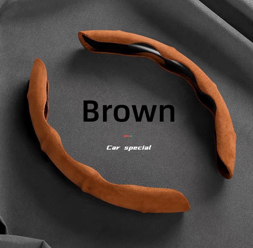 Suede Leather Steering Wheel Cover 38cm Car Steer Wheel Protector Textured Anti Slip Sweatproof Universal Decoration Accessories