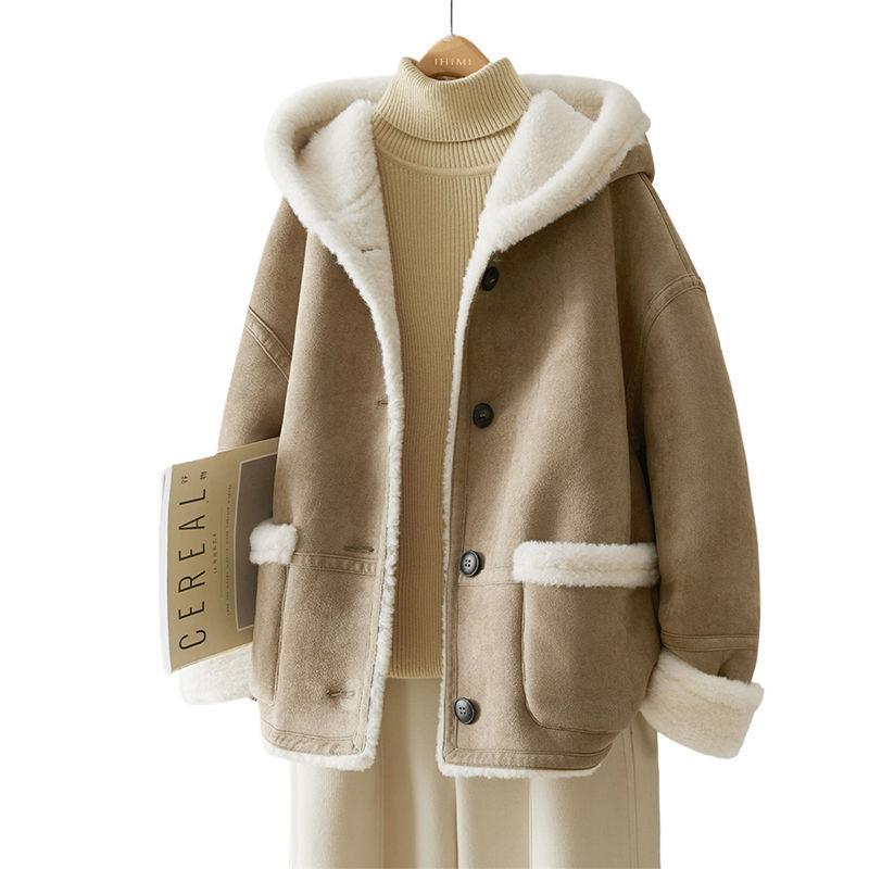 

Куртка с капюшоном зимняя новая корейская версия S хаки