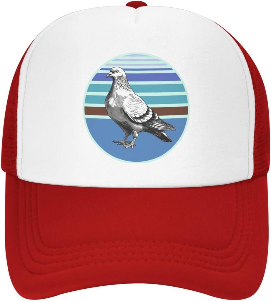 Pigeon Graphic Print Polyester Mesh Trucker Hat Vintage Style Casual Adjustable Baseball Cap for Adults