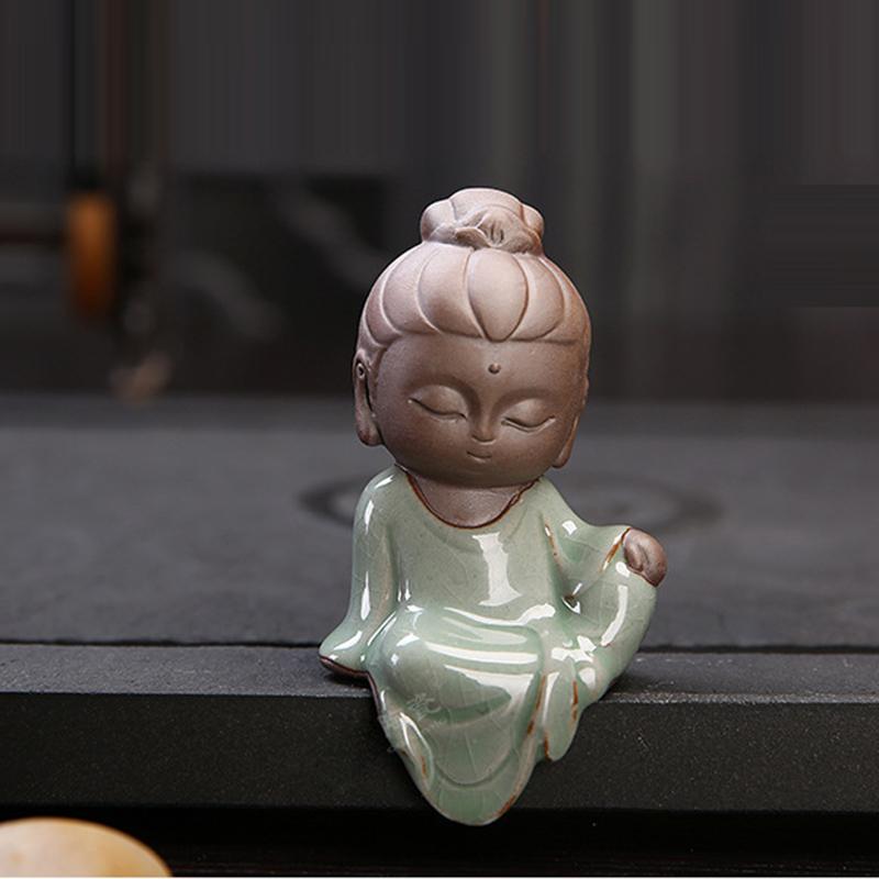 

Cute Guanyin Tea Pets Ceramics Buddha Little Monk Boutique Geyao Small Home Decor Ornaments Kung Fu Tea Play Accessories