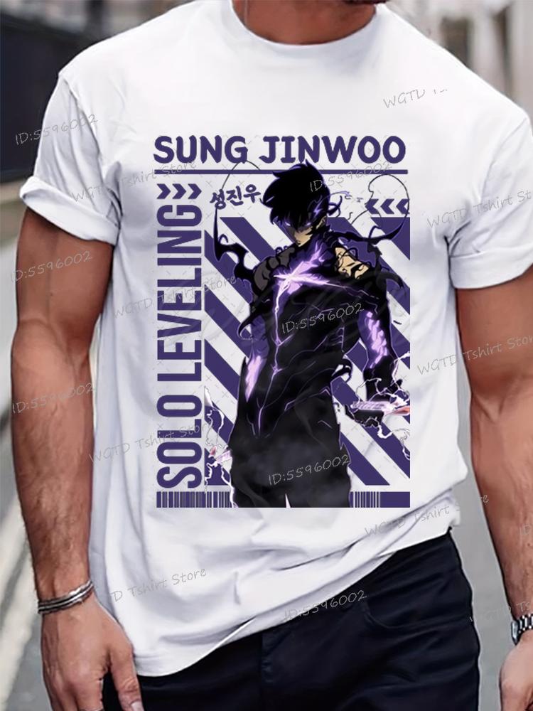 Anime Solo Leveling Tričko Vtipná grafika Sung Jin-Woo Pánské oblečení Krátký rukáv O-výstřih Topy Komiks Solo Leveling Bílá trička