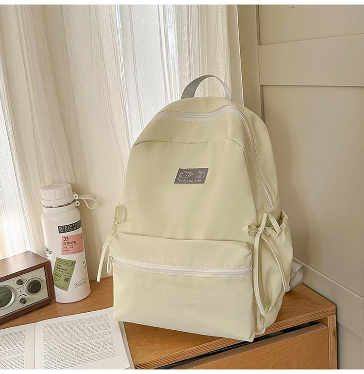 Schoolbag Simple and Versatile Ins Campus Style Backpack Female Solid Color Large Capacity High School Student Schoolbag Travel Computer Backpack