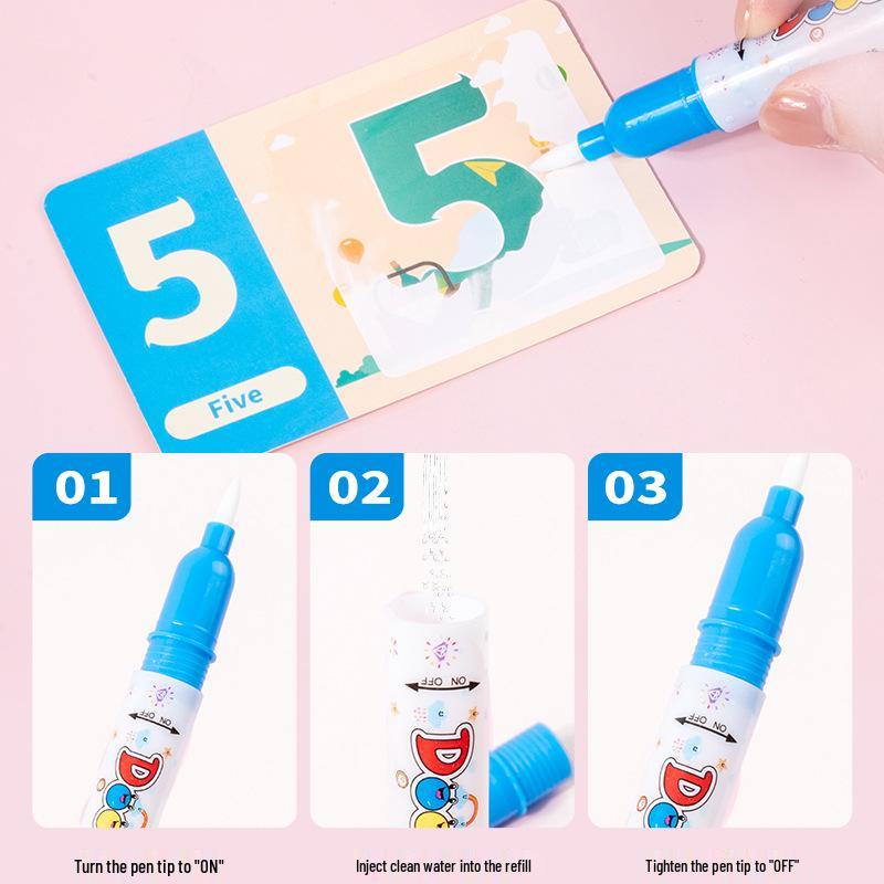 Water Reveal Coloring Book with Doodle Pen - Toddler Sticker & Drawing Toy for Girls and Boys