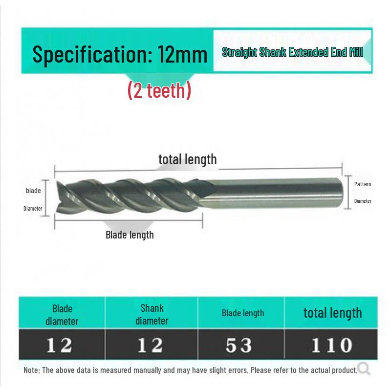 Jinfeng Extended 2-Flute Straight Shank Milling Cutter (3 to 20mm)