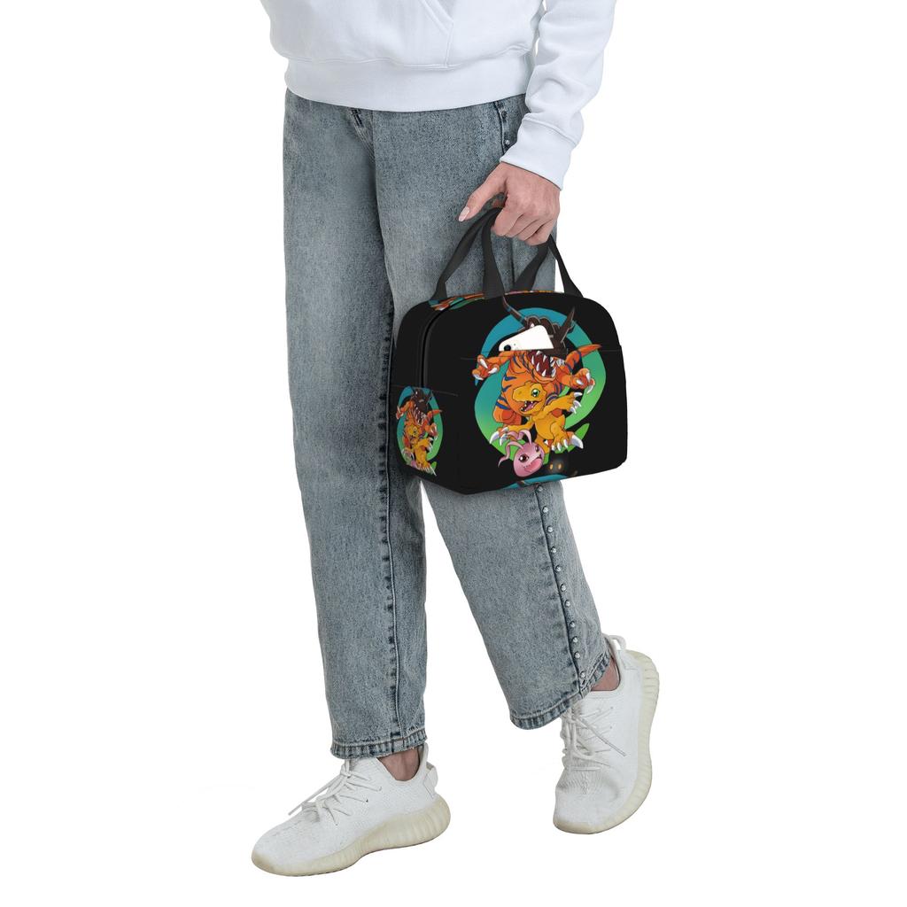 Custom D-Digimons Lunch Bag Men Women Cooler Warm Insulated Lunch Boxes for School