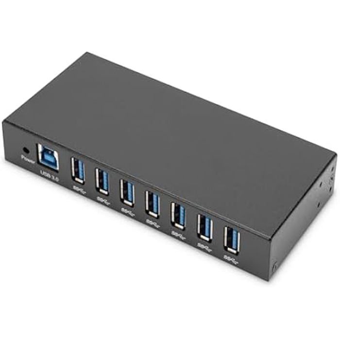 Hub usb industriel - digitus - 7 ports - usb 3.0 - protection esd 15 kv - montage sur rail din
