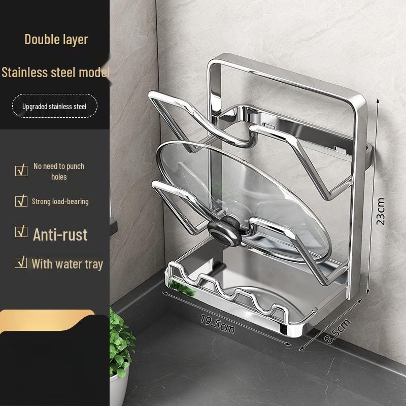Modern Carbon Steel Kitchen Pot Lid and Cutting Board Organizer Rack