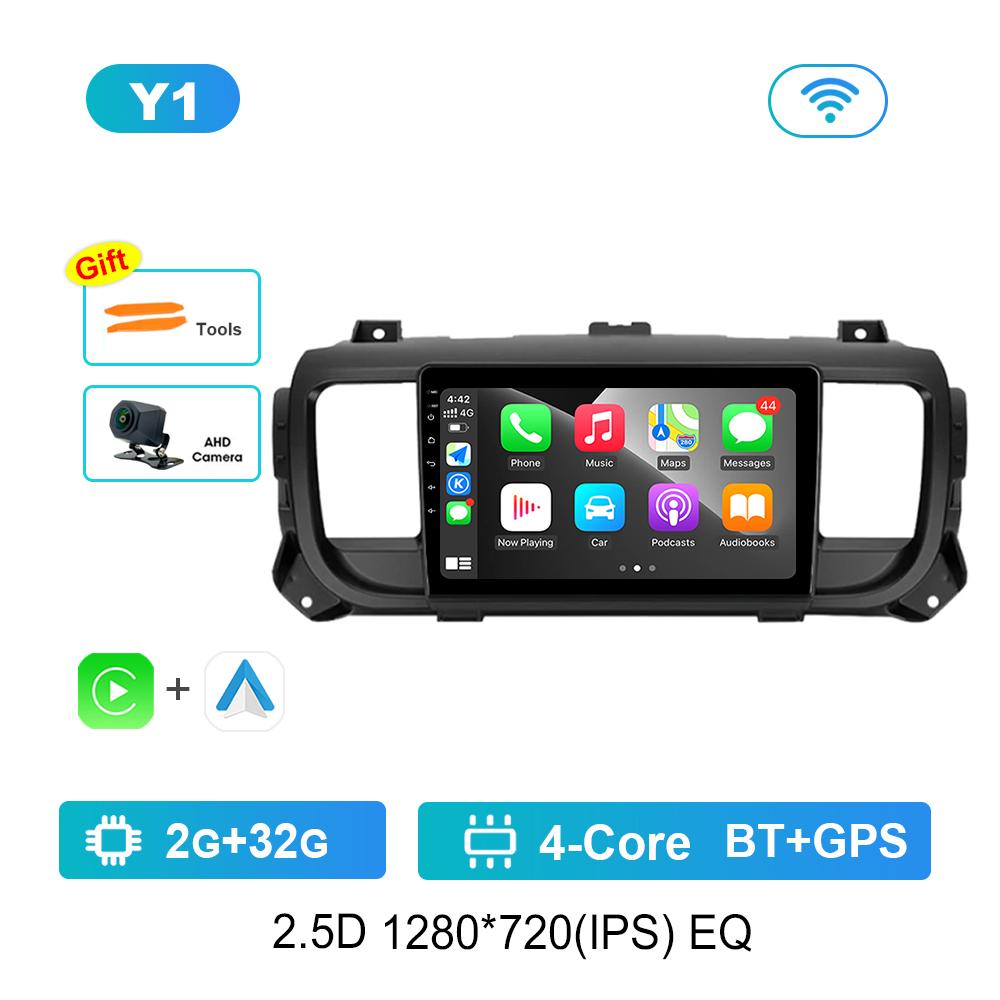 Carplay Android OS 9'' for Citroen Jumpy 3 2016 - 2021 for Peugeot Expert 3 2016 - 2021 Car Radio Multimedia Player 4G Bluetooth