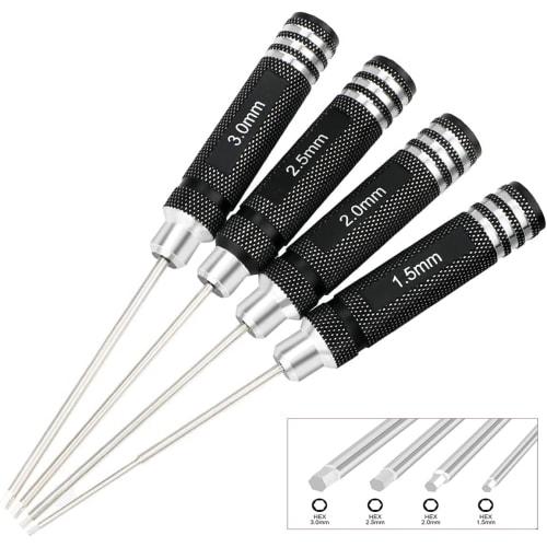4-Pack RC Hex Driver Kit, 1.5mm, 2.0mm, 2.5mm, 3.0mm Screwdriver Repair Tool for RC Car, Helicopter, Multi-Axis Carbon Fiber Quadcopter, FPV Racing Fr