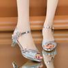 New Peep Toe High Heeled Women Sandals Fashion Ladies Summer Shoes Brand Spike Heels 6cm Gold Silver Shoes for Women