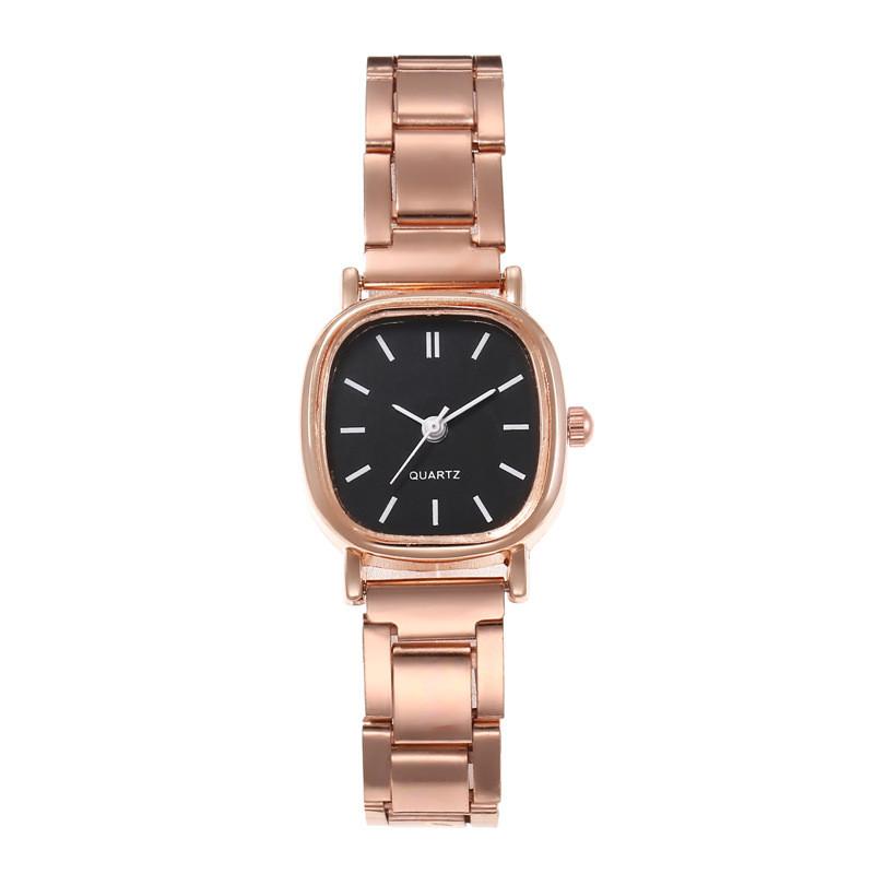 Student Watch Woman Vintage Square Minimalist Quartz Steel Band For Study Use
