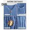 Knit Cropped Cardigan Sweater V-Neck Long Sleeve Buttons Down Loose Fit Sweater Coat with Pockets Solid Color Knitwear