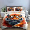 Tiger with red roses. Bedding sets Duvet cover sets Duvet covers Pillowcases(1*Duvet Cover 2*Pillowcases without duvet insert)