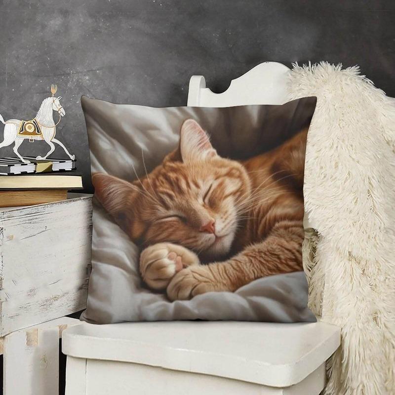MYVIT Fronha curta de pelúcia colorida estilo boêmio, 45x45cm, adorável decoração de gatinho para sala de estar e quarto. (Inserção de travesseiro não incluída)