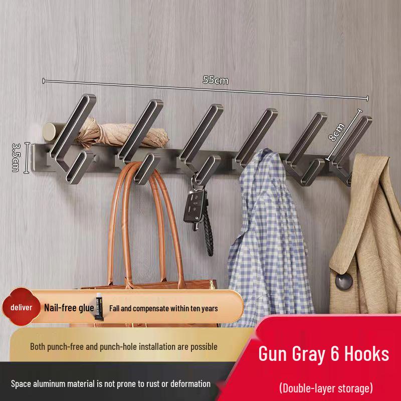 Wall-Mounted Coat and Clothes Hook – No-Punch Behind-Door Wardrobe Rack for Entrance and Hallway