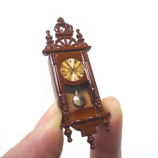 Dollhouse Wall Clock Portable Cosplay Lightweight Mini Vintage Wooden Hanging Clock Model Daily Display