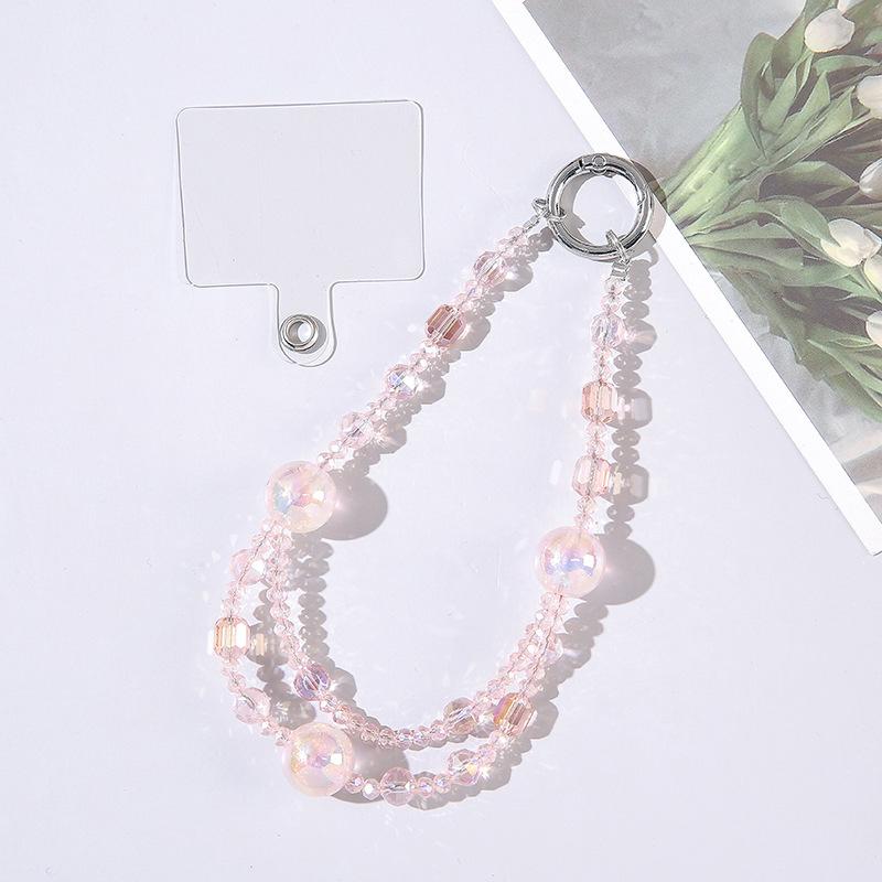 Luxury Plating Beaded Bracelet Phone Chain Acrylic Pendant For iPhone 11 13 Pro Max Woman Gold Anti-Lost Chain Hanging Jewelry